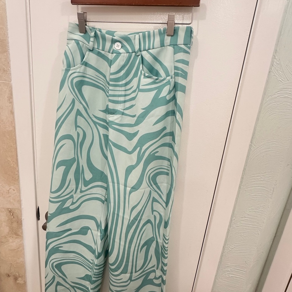 SHEIN Mint Green Swirl Maxi Skirt